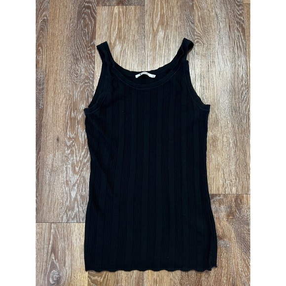T Alexander Wang Tops - T by Alexander Wang Womens Tank Top Black L Ribbed Knit Scoop Neck Sleeveless